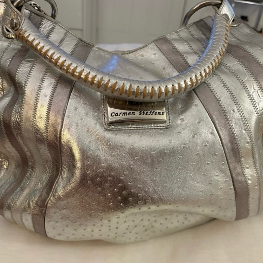 Vintage Carmen Steffens Silver embossed 
hobo bag/purse